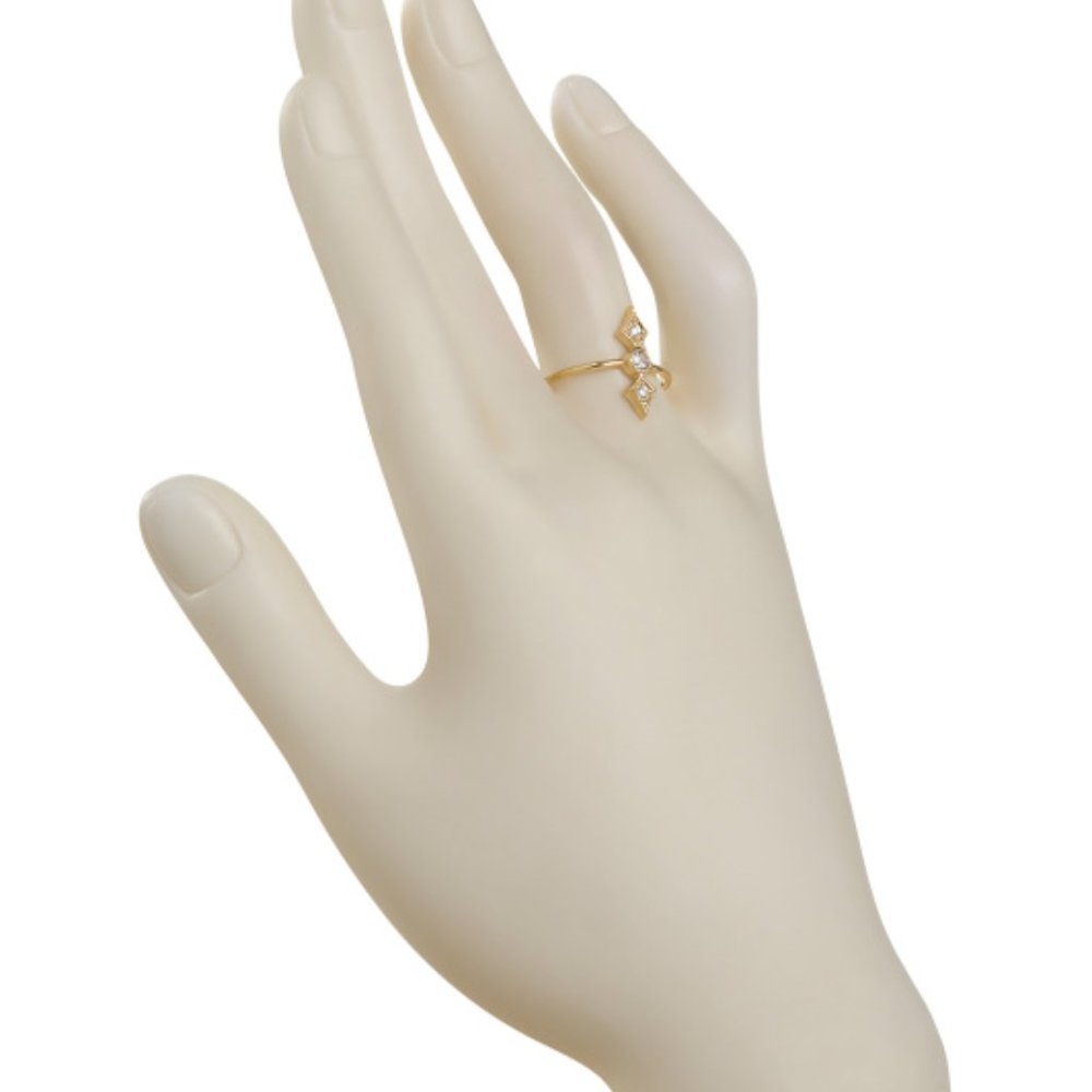 NEW SHASHI 18k Gold Plated Sterling Silver Cz Geometric Double Arrow Ring - Picture 2 of 2
